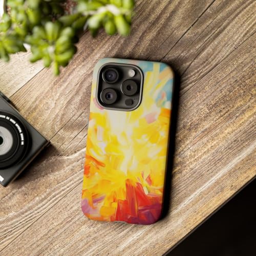 Coque iPhone 15 Pro jaune rigide mate abstract sunshine brushstrokes - 3
