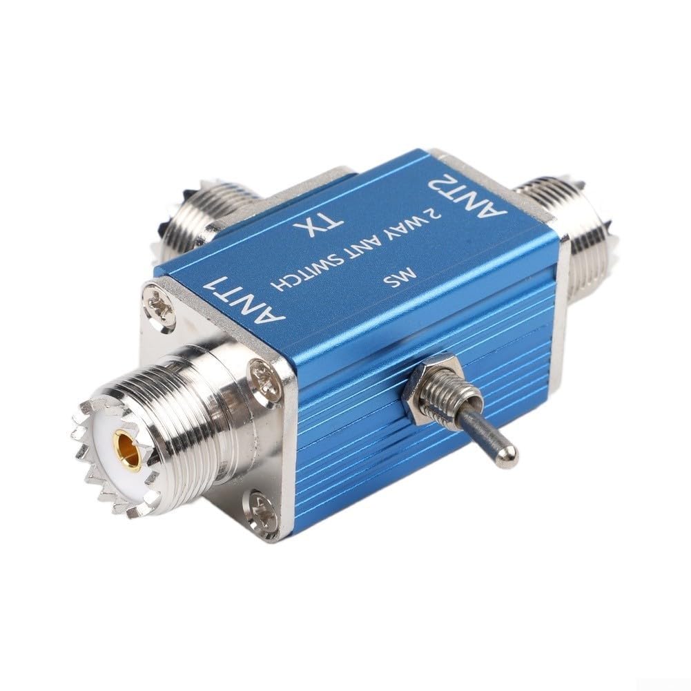 Interruptor coaxial manual, 1 entrada, 2 salidas, 0-50 MHz, 100 W, interruptor HF para radioaficionados CB - Aleación de aluminio para antena de aleación de aluminio con protección de tierra (SL-16)