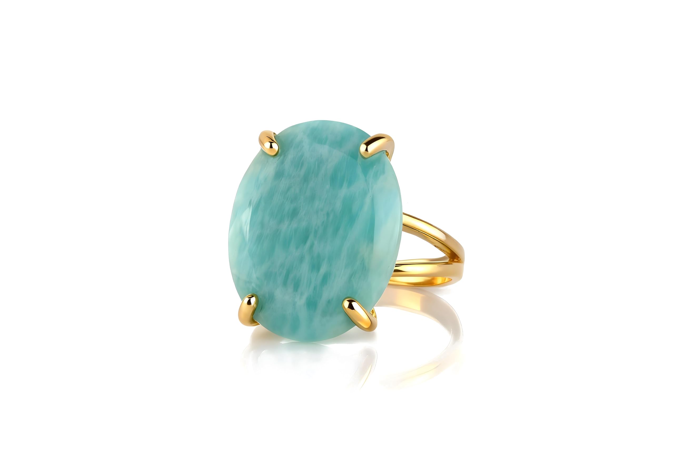 Ovalados Únicos para Mujer - Anillo de Amazonita en Plata de Ley 925 - Joyería de Piedra Artesanal para Mujer - Anillo de Colección y Regalo 925 - Caja de Joyería Incluida