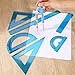 Zonon 1 Set Plastic Geometry Math Set 7 Pcs Includes 6'' / 4 '' Protractor, Drawing Compass, 45/60 Degree Triangle Rulers, 12'' / 6'' Math Ruler Transparent for Office Supplies(Blue)