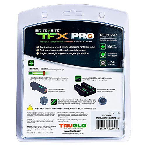 Image of Truglo TFX PRO Handgun Sight, Glowing Shock Proof Tritium and Fiber Optic Night Sight for Handguns, Compact, Durable, and Snag Free Sight