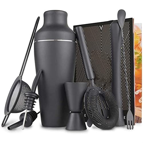 ZJZ Ensemble de fabrication de cocktails Parisian noir mat 8 pièces en acier inoxydable, ensemble complet d'outils de bar pour barman Cover