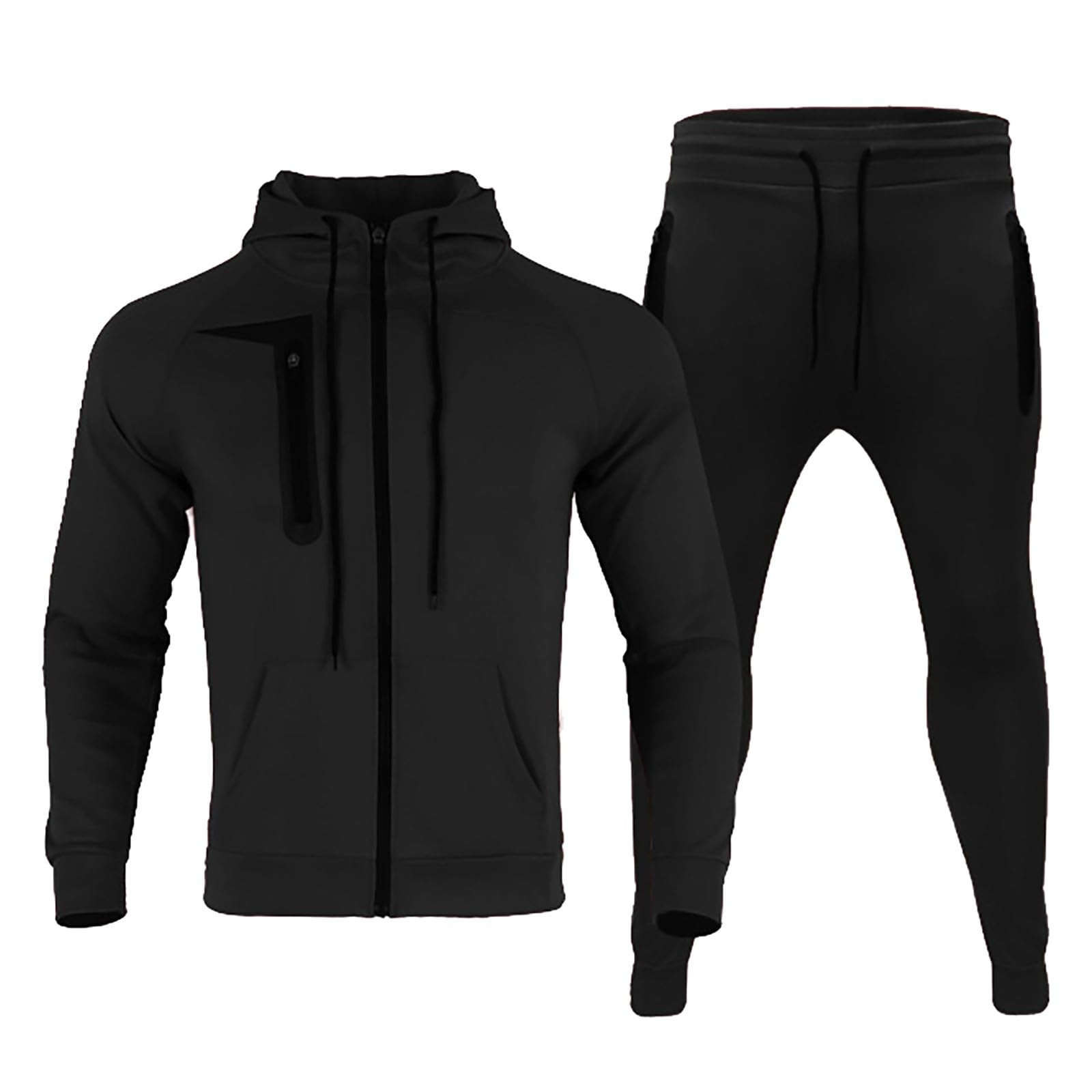 Tuta da uomo con zip intera, felpa con cappuccio e pantaloni, tuta da uomo
