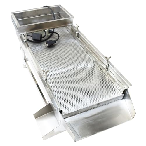 WYDDDARY Small Stainless Steel Linear Screen JG30-75 Electric Linear Sifter Machine Straight Vibrating Sieve Shaker 2.5mm Round Hole Mesh Single Layer Single Motor 110V