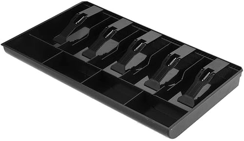 Mootea Bandejas para efectivo, 5 rejillas, caja registradora de cajón, bandeja de monedas, caja de seguridad de almacenamiento ordenada (negro)