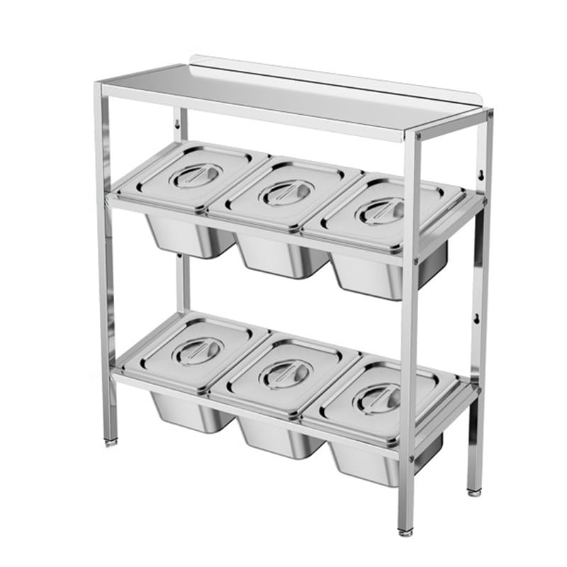 XCSCUK Estante de especias para pizza, dispensador de condimentos de acero inoxidable, organizador de salsas, para salsa de buffet y frutas (plata c)