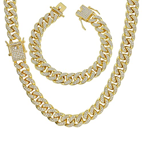 YADOCA Iced Out Kette Herren Cuban Link Chain Miami Kubanische Kette...