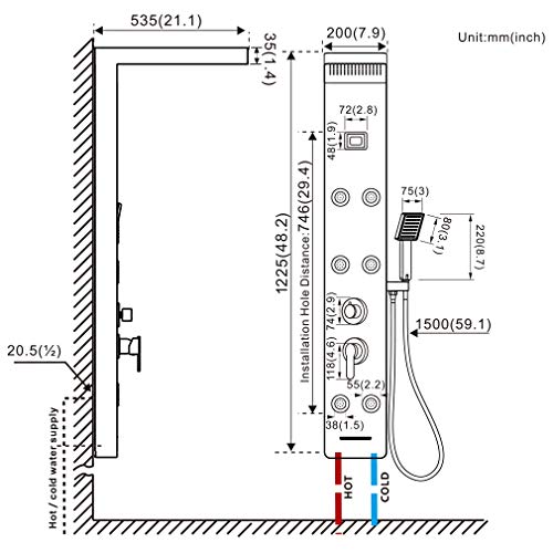 Auralum-Columna-de-Hidromasaje-Ducha-Negro-4-Funcion-con-Pantalla-LCD-Columna-Ducha-Acero-Inoxidable-para-Bano-con-6-Boquillas-de-Masaje
