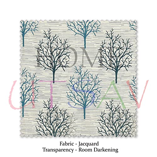 Image of HOME UTSAV 2 Piece Jute Blackout Heavy Jacquard Tree Curtains for Long Door 9 Feet, Aqua