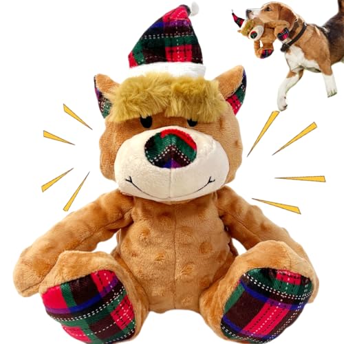 CIIVURR Christmas Squeaky Dog Toys with Crinkle, Xmas Interactive Plush Dog Chew Toys, Dog Enrichment Toys to Keep Them Busy, Dog Toy for Small Medium Large Dogs – Xmas Bear (Bear)