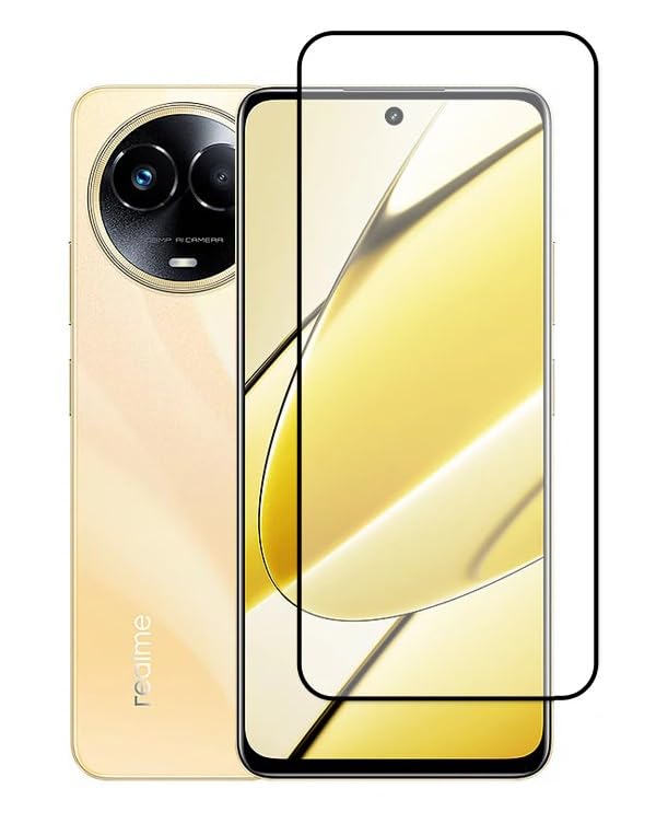 Image of Casodon Designed for Realme 11X 5G Tempered Glass Screen Protector Guard (Black) Full Screen Coverage with Easy Installation Kit