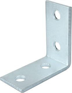 6 Pack 4 Hole L Shaped Connector Bracket Fit for -1/2" Bolt in 1-5/8" Strut Channel, Steel Galvanized Fitting, Length 3-1/4", Width 1-1/2", Hole Distance 1-3/4", Thickness 3/16"