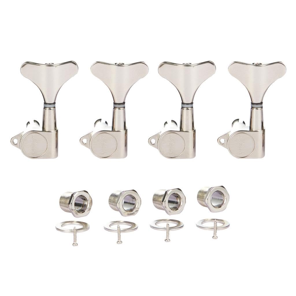 Left Handed 4 String 18:1 Sealed Bass Tuners Lefty Bass Guitar Tuning Keys Pegs Bass Tuning Machines Compatible with Ibanez/Yamaha Style Acoustic/Electric Bass Nickel 4L