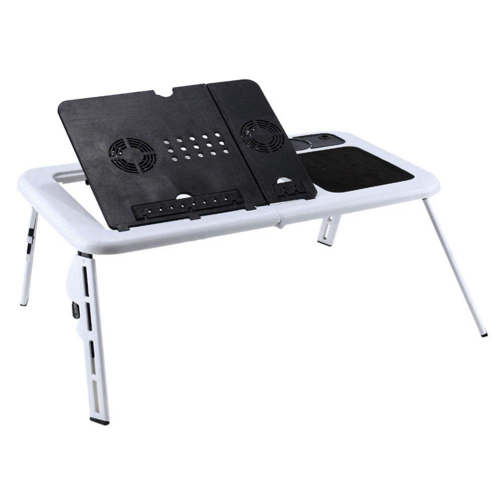 USB Cooling Fans Stand Laptop Desk Foldable Table e-Table Bed TV Tray Portable folding table for Laptop Desk Computer notebook-Black WULE01 (Color : Black)