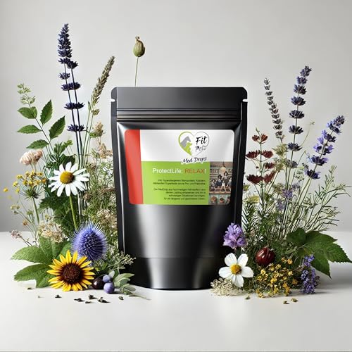FitPetz - MedDrop: Relax! inkl. hyperallergenem Monoprotein, Kräutern, stärkenden Superfoods sowie Pro- und Präbiotika.