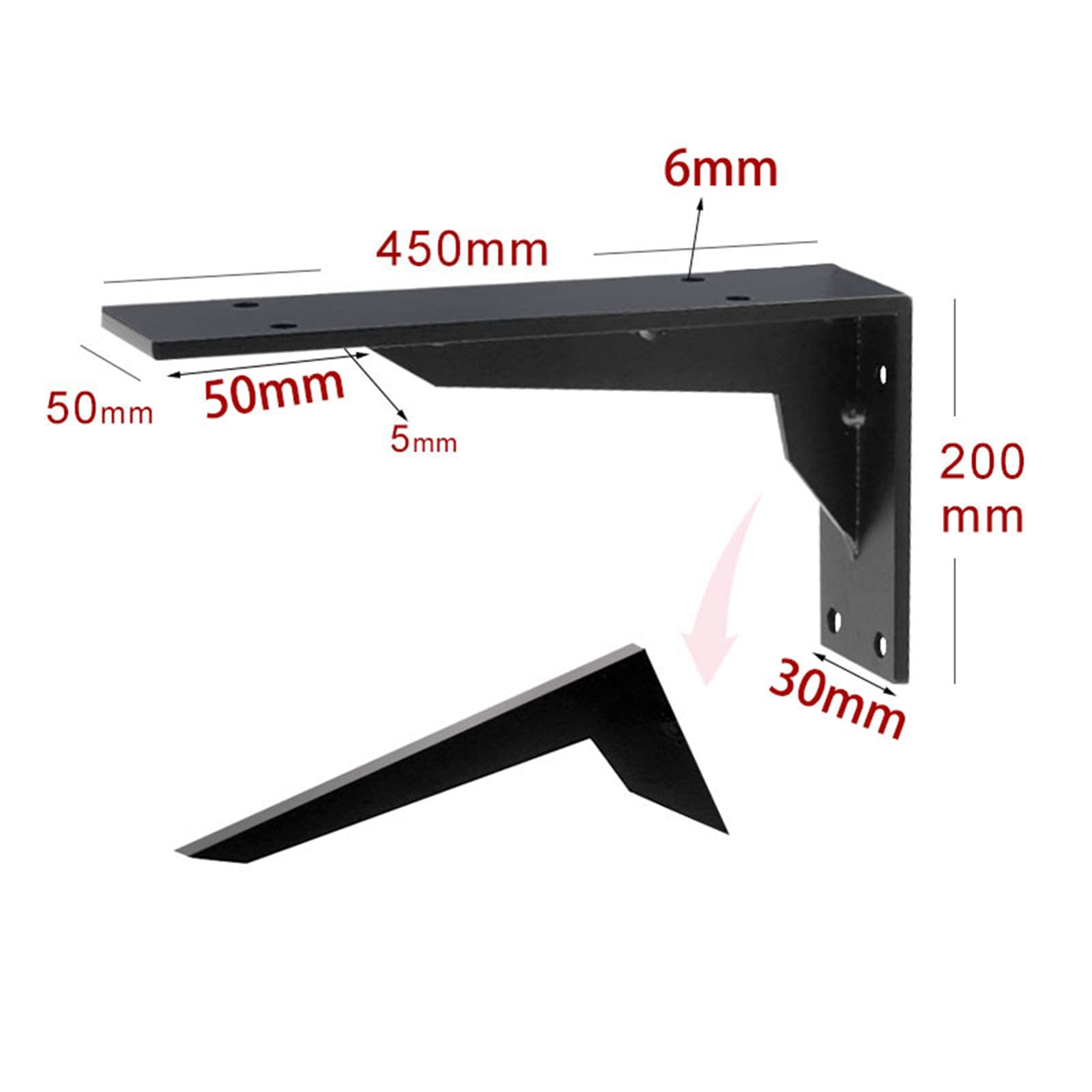 Staffa per Mensola Pesante, Supporto per Mensole Pesanti Reggimensola Appesa a Muro Staffe Angolari,Per Casa Bagno Soggiorno Cucina,Carico Massimo 200 kg,2 Pezzi(Size:45cm/18in)