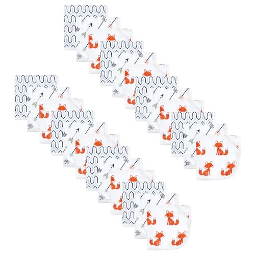 Image of Hudson Baby Unisex Baby 24Pc Cotton Muslin Washcloths, Foxes, One Size