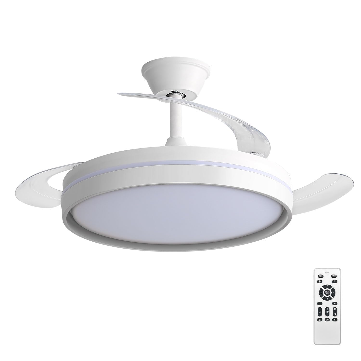 EXTRASTAR Ventilateur de Plafond LED, 6 Vitesses, Télécommande, Silencieux, Réversible Été/Hiver, 3 Températures de Couleur