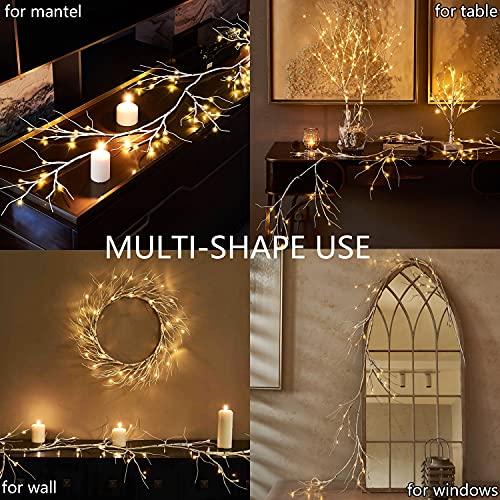 Fudios Lighted Birch Garland With Timer 48 Led Fairy Lights 6Ft Battery Operated For Mantle Decor, Lit Twig Garland Christmas Indoor Outdoor Wedding Home Wall Decoration #TOP5