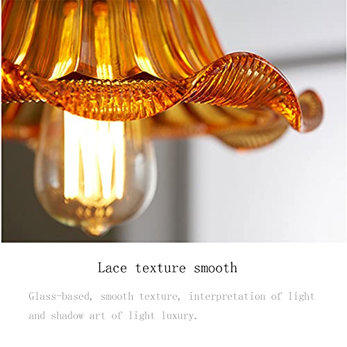 Lámpara colgante de cristal ámbar tipo chandelier nórdico con líneas latón 3