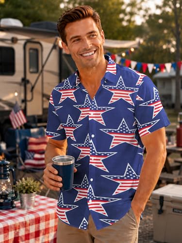 Image of Yoimira Hawaiian Shirts for Men, Print Mens Casual Short Sleeve Button Down Shirts Floral Aloha Beach Shirt