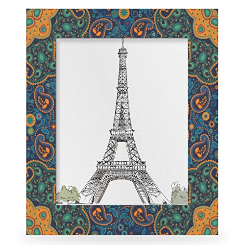 Ourtheme Colorful Indian Mandala 8X10 Picture Frame Fits Display 5X7 Or 8X10 Photos Mandala Flowers Wooden Photo Frame For Display Desktop Or Wall Home Decor Picture Frame thumb #6