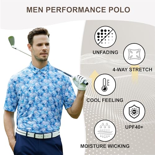 Image of Damipow Premium Golf Shirts for Men Dry Fit Performance Polo Short Sleeve Collared Shirt