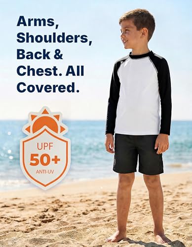Image of City Threads Rash Guard for Boys SPF 50+ Made in USA, Long Sleeve Swim Shirt with Sun Protection, Toddler, and Youth Sizes