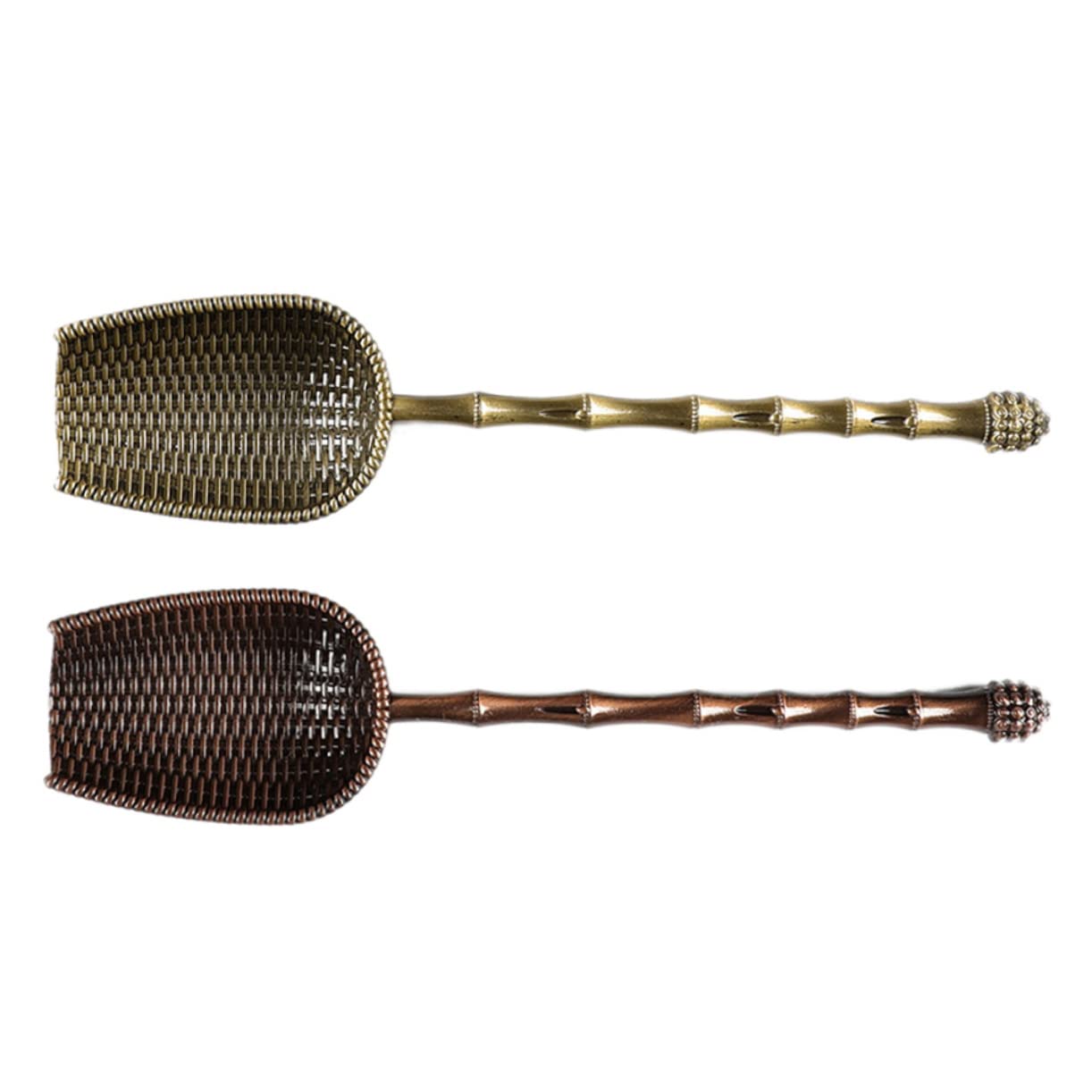 Ciieeo 2Pcs Long Handle Metal Tea Scoops Tea Making Accessories Sieve Design Loose Tea Shovels Antique for Tea Lovers Tea Spoons