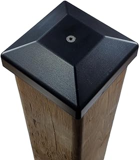 10 Pack Fence Post Caps 4x4 | Black Waterproof Plastic Fence Post Covers with Deck Screws | Flat Pyramid Post Caps to Protect Wooden Fence