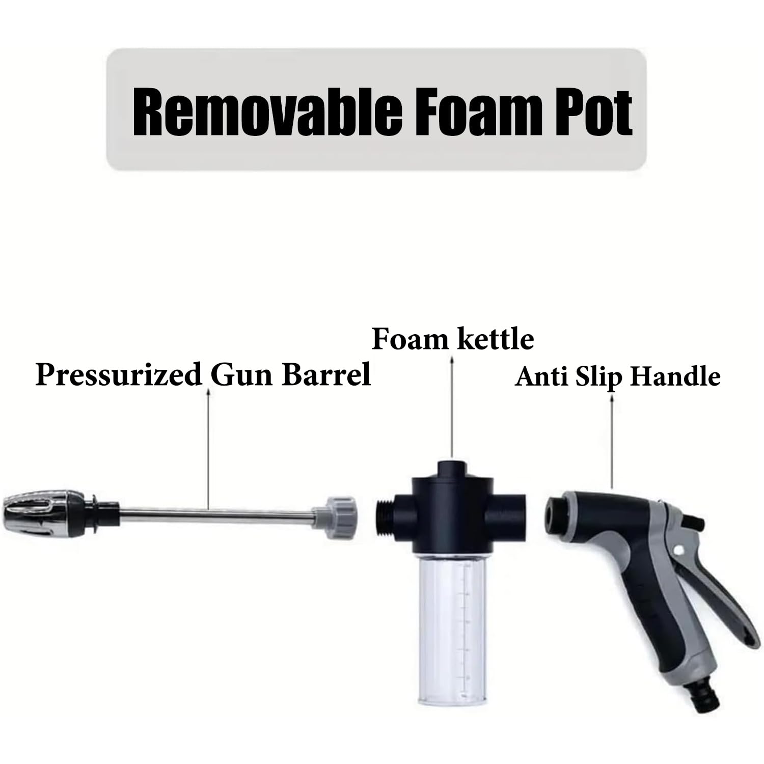 Pistolet Haute Pression pour Tuyau de Jardin, Nettoyeur Haute Pression réglable, avec longue canne & accessoires, multiples effets de pulvérisation, idéal pour voiture, jardin & terrasse