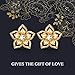 14K Solid Gold Flower Stud Earrings With Push Backs for Women, Real Yellow Gold Elegant Flower Jewelry Gift for Her, Mom, Wife, Girls