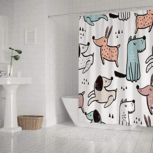 Rideau de douche imperméable coloré 152x182 cm avec crochets pour baignoire enfants