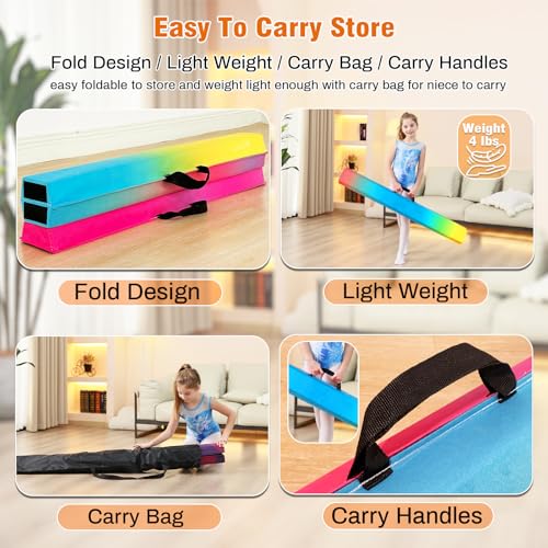 Image of Marfula 6 FT / 8 FT / 9 FT Folding Gymnastics Beam Foam Balance Floor Beam