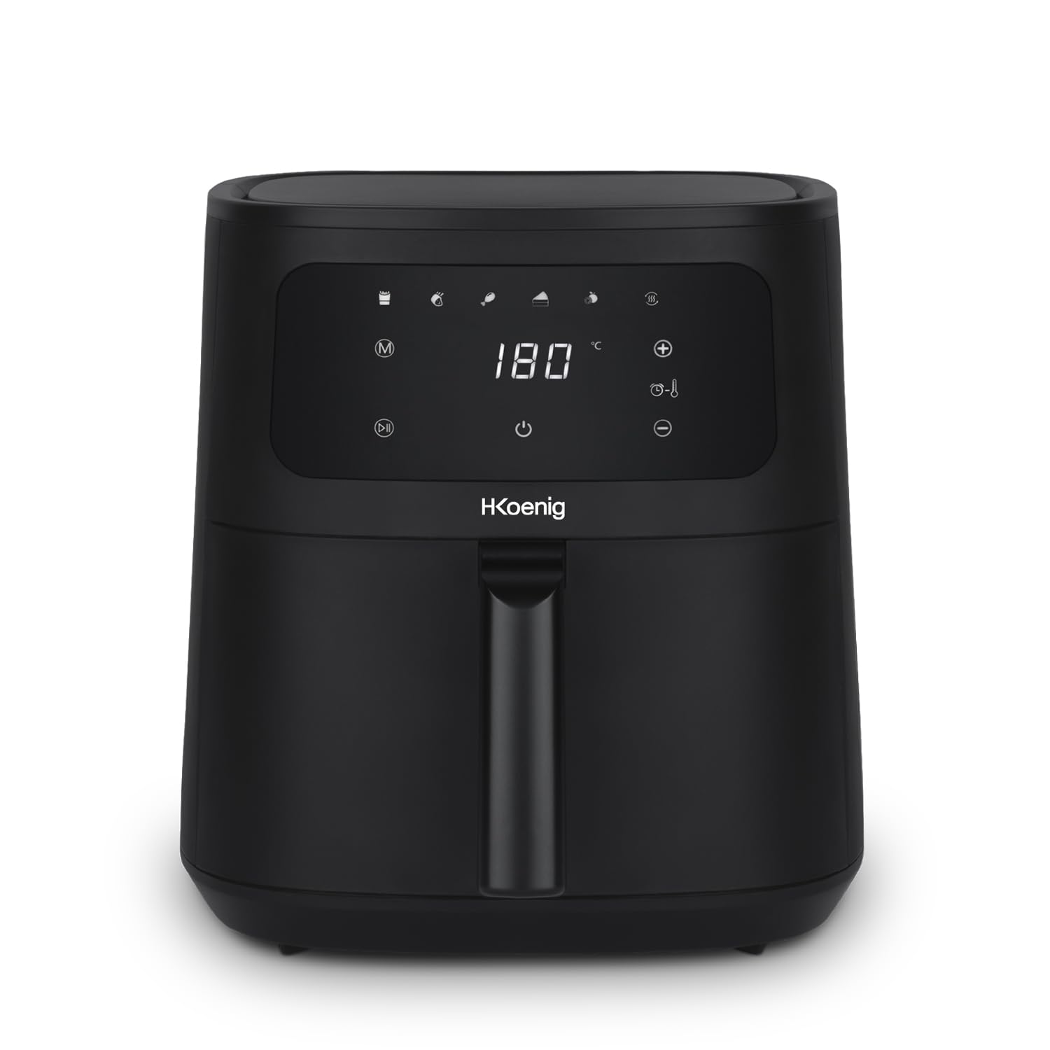 H.Koenig Freidora de aire FRY840, Capacidad 4L, Cocina hasta 6 personas, Ajustable 80-200°C, 5 Modos de Cocción, Temporizador 60min, 5 Programas, Pantalla Táctil