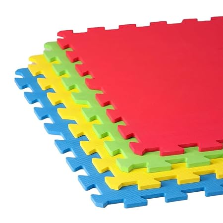 EASY HOME Multicolor Play Mat for Kids, Baby Interlocking Play Mat for Crawling and Playing - Protective Interlocking Tile for Kids Play Room- 60x60cm-11mm Thickness, Multi (Pack of 32-128 Sq Ft Area)