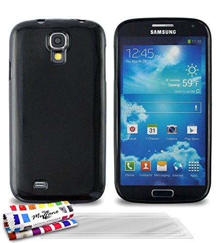 Carcasa Flexible Ultra-Slim SAMSUNG GALAXY S4 [Le Glossy Premium] [Negro] de MUZZANO + 3 Pelliculas de Pantalla UltraClear + ESTILETE y PAÑO MUZZANO REGALADOS - La Protección Antigolpes ULTIMA, ELEGANTE Y DURADERA para su SAMSUNG GALAXY S4