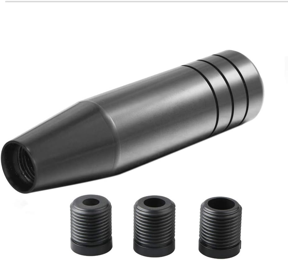Car Gear Shift Knob Aluminum Manual Shifter Universal Long Stick Shift Knob Shifting Head Shift Lever with 3 Threaded Adapters M8 M10 M12