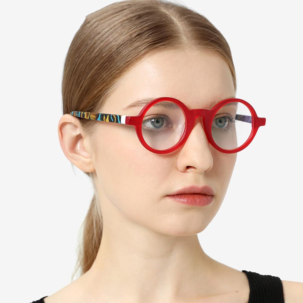 MUTYNE Occhiali da vista in acetato opaco multicolore Montatura da uomo Occhiali da vista rotondi grandi retrò Occhiali da vista da donna