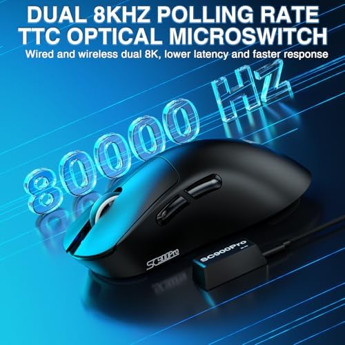 Aula SC900 Pro PAW3395 Sensör 26000 DPI 8000Hz Kablolu ve Kablosuz Gaming Oyuncu Mouse Siyah - Görsel 6
