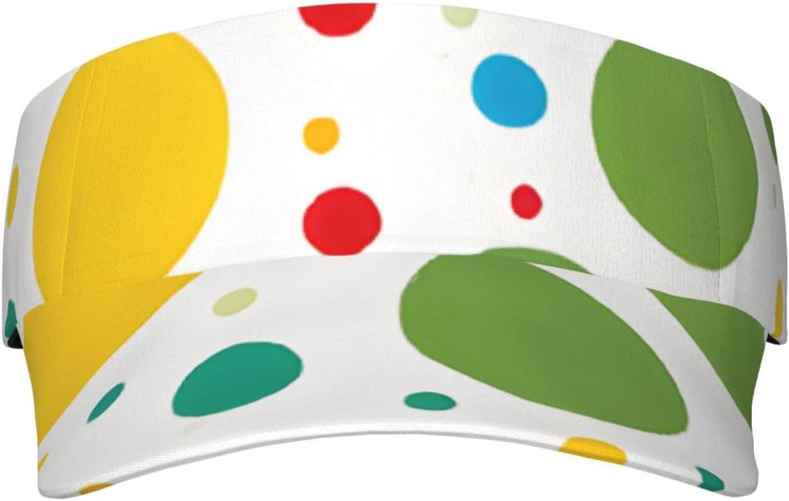 (Twister Polka Dots) Adult Sun Visor Hat Adjustable Open Top Sports Cap Breathable for Men Women Beach Vacation Essentials Black