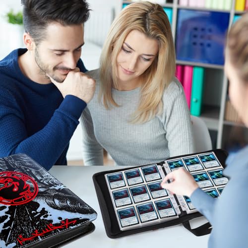 Image of 9 Pocket Card Binder, 720 Double Sided Pocket Trading Card Binder, Premium PU Card Collector Album,Card Folder for MTG /YGO /PTCG /Game Cards(Red)