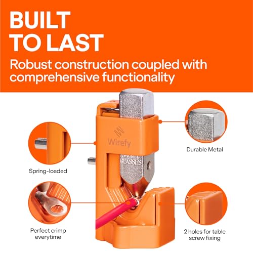 Wirefy Hammer Lug Crimper Tool - Cable Battery Wire Crimping Too Made with Hardened Stainless Steel - Accommodates Gauges from 8 AWG to 4/0 - Thumbnail 6