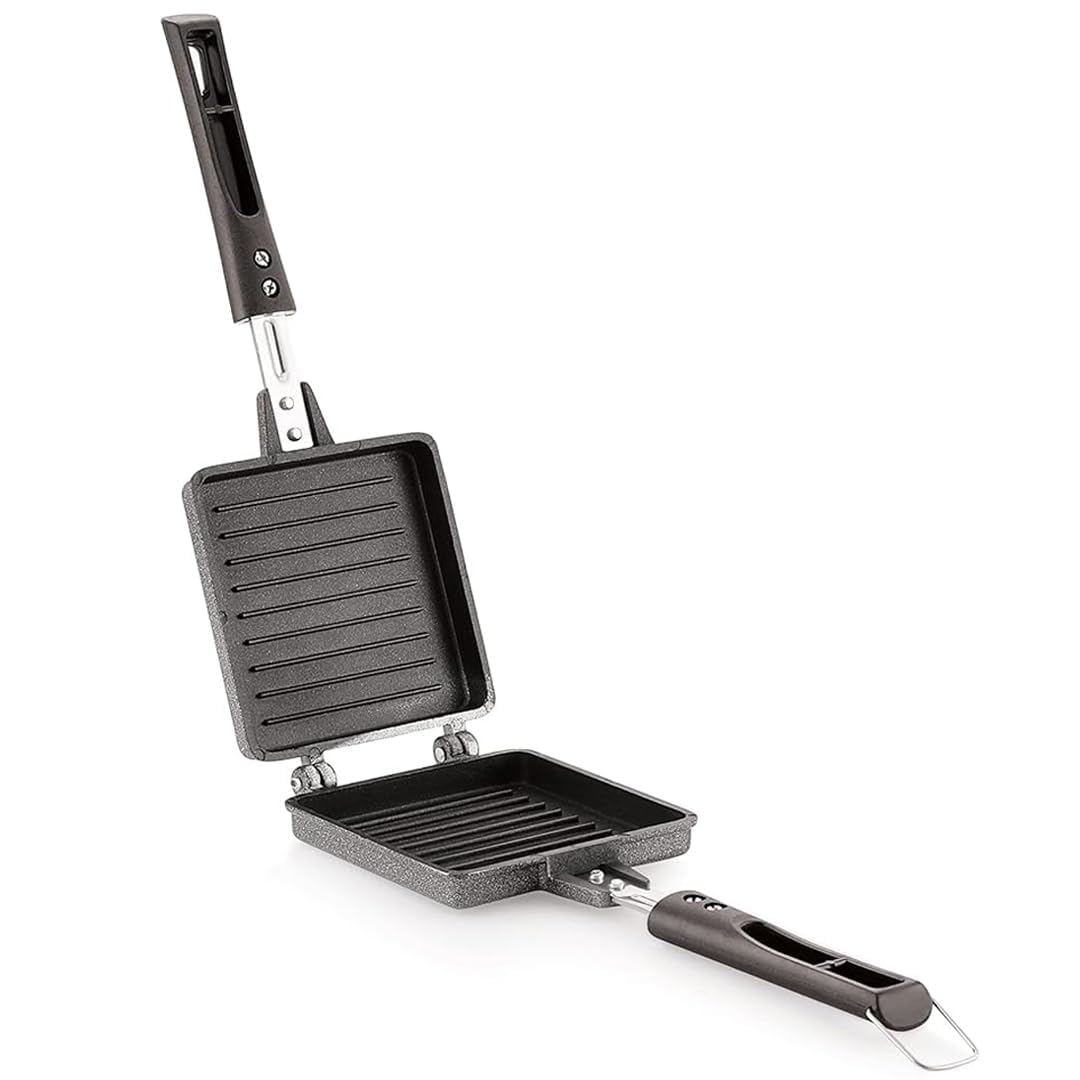 Jumbo Gas Sandwich Maker | Non Stick Super Heavy Gas Toaster | for Big Breads | Cool Touch Handle | Non-Electric | Gas Stove Compatible | Heavy Duty Sandwich Press-image-32