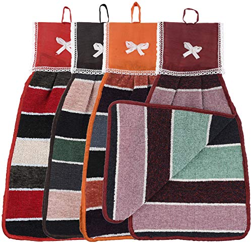 Heart Home Hanging Cotton 4 Pieces Cotton Washbasin Napkin/Hand Towel for Kitchen and Bathroom (Multi) HEART0324