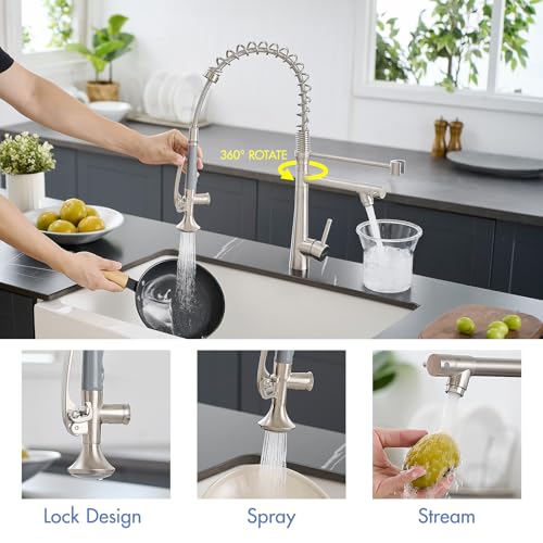 Image of Kitchen Faucet with Pull Down Sprayer,AIMADI Commercial Stainless Steel | Kitchen Sink Faucets with Sprayer,Brushed Nickel