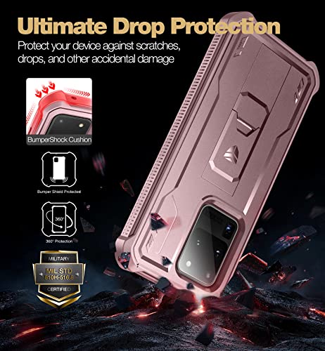 Image of Dexnor Full Body Case for Samsung Galaxy S20 Ultra /6.9 inches,[Built in Screen Protector and Kickstand] Heavy Duty Military Grade Protection Shockproof Protective Cover for Galaxy S20 Ultra,Peony Pink