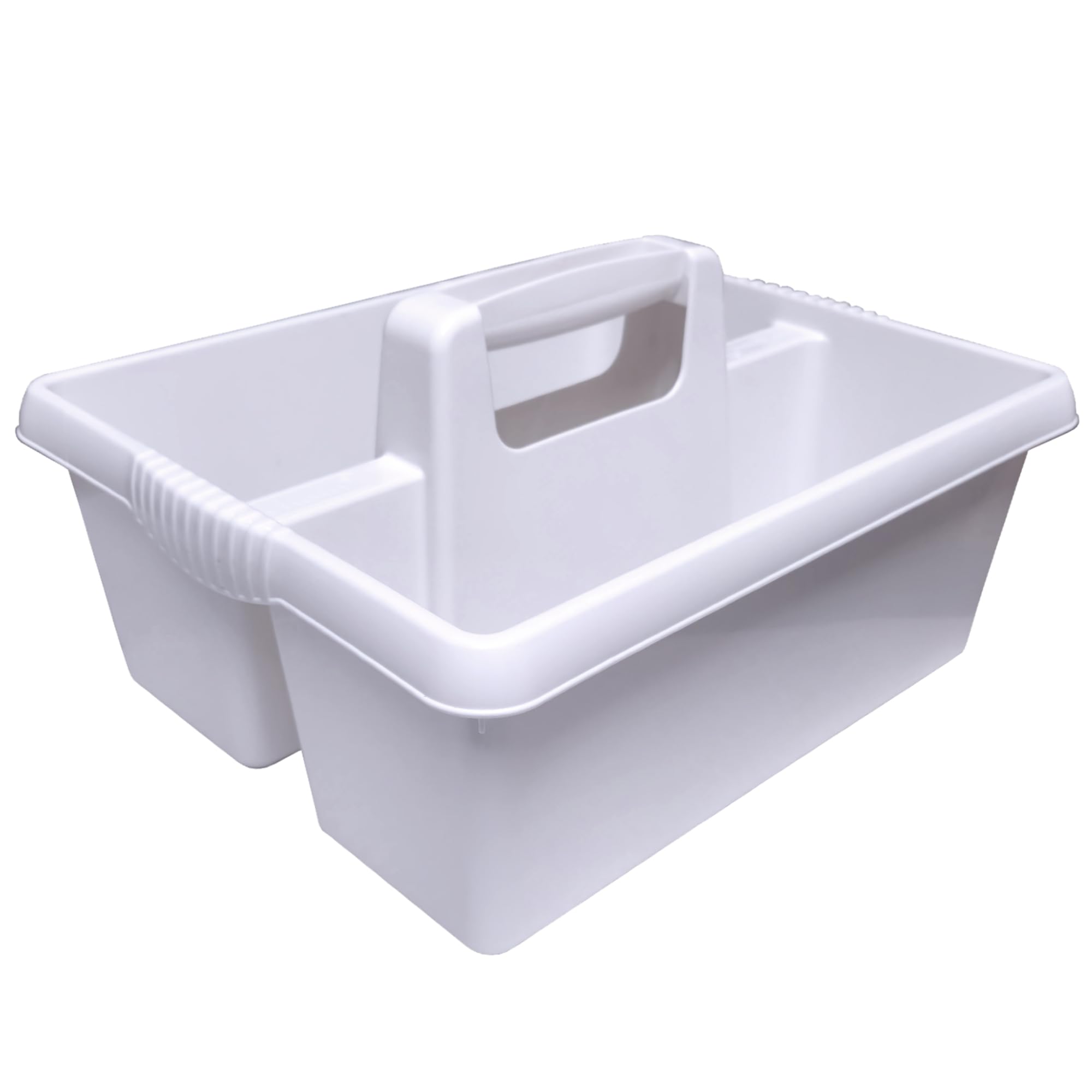 Ketoplastics White Utility Cleaning Caddy With Twin Compartment And Handle Kitchen Tidy Organiser Multipurpose Caddy 38 X 31 X 20 Cm