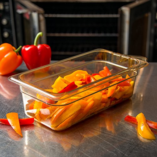Carlisle Foodservice Products 30861H13 Storplus High Heat Food Pan With 1 Handle, 4" Deep, Third Size, Amber, 1/3 Size (Pack Of 6) #TOP3