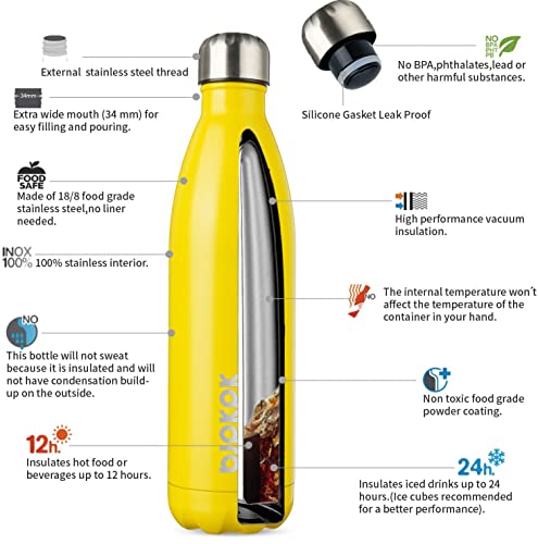 Image of BJPKPK 25 oz Insulated Water Bottle, Stainless Steel Flask, Leak Proof